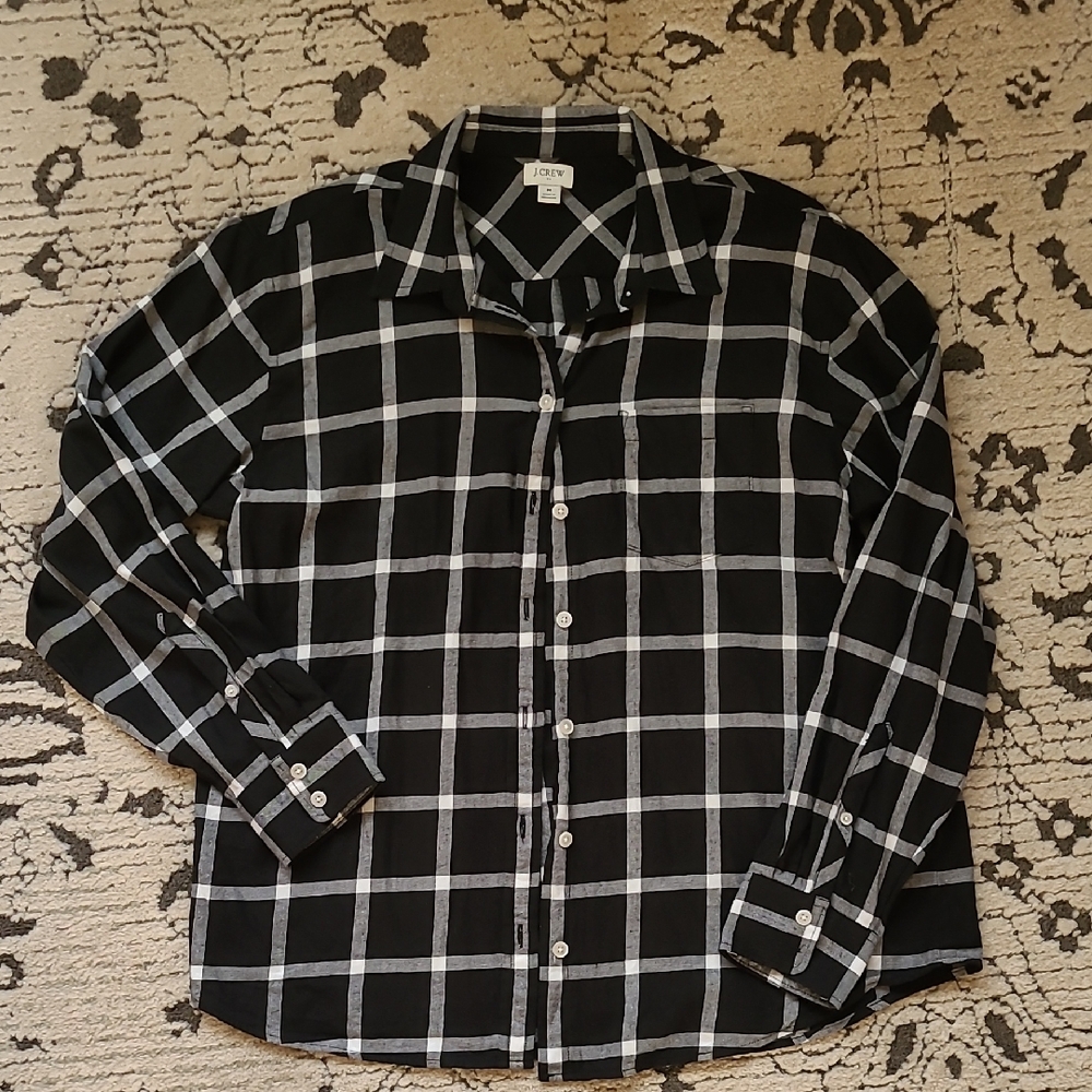 J. Crew Black and White Plaid Women's Shirt